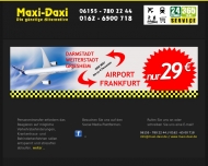 Website Maxi Daxi (Minicar) Darmstadt-Griesheim Flughafentransfer ab Darmstadt nur 29¤